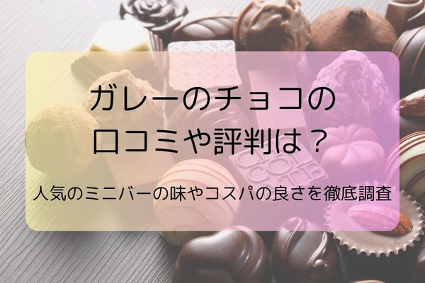 ガレーのチョコの口コミや評判は？人気のミニバーの味やコスパの良さを徹底調査