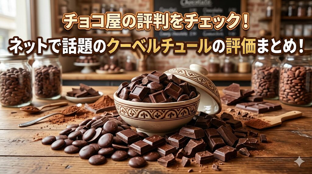 チョコ屋の評判の記事のアイキャッチ画像。チョコがいっぱい。
